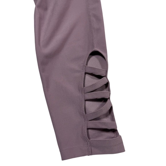 Apana Womens Purple Lattice Cutout Leggings Size Small Activewear Athleisure - Picture 2 of 6